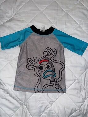 Disney Pixar Toy Story Forky Rash Guard boys with gray and blue raglan sleeves